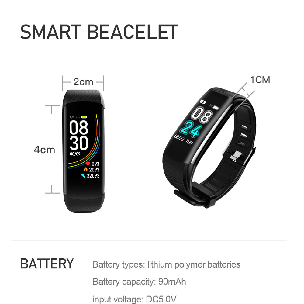 C6S Bluetooth Waterproof Smart Bracelet Blood Pressure Heart Rate for IOS Android