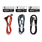 USB Double Elbow Cotton Linen Charger Cable For iphone ipad