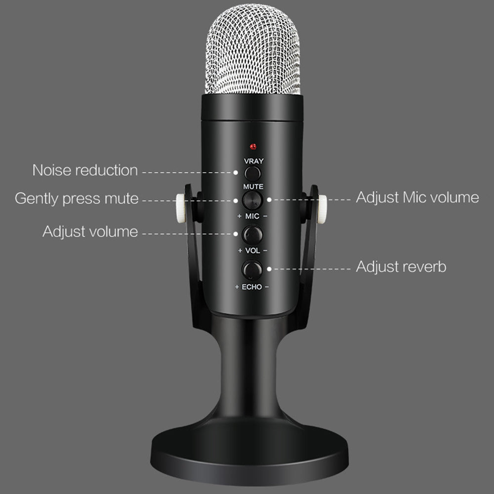 High Quality Computer PC Laptop USB Microphone with stand for Video Recording streaming