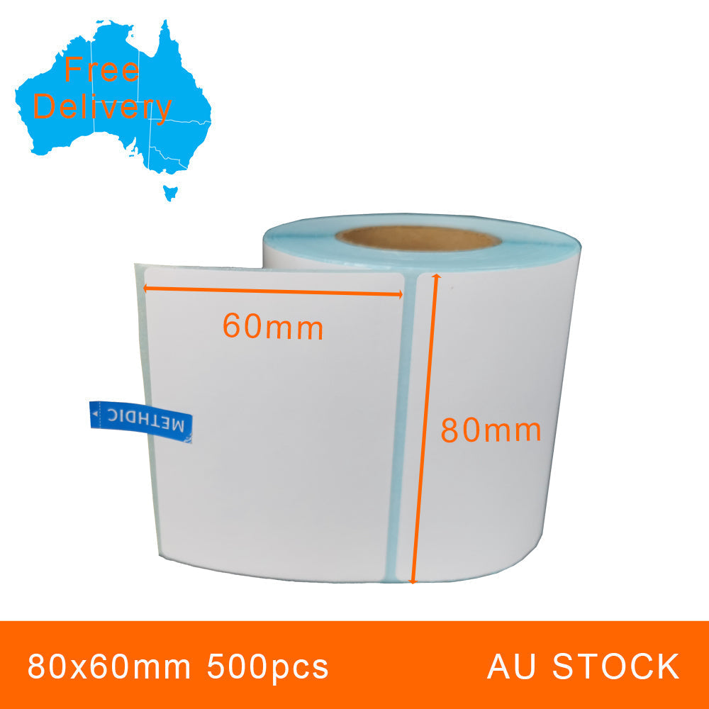 10 Rolls 80x60mm 500pcs High Quality Direct Thermal Labels