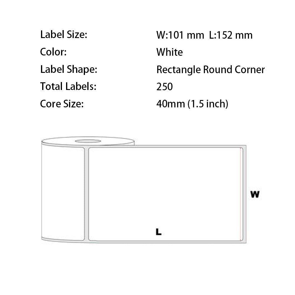 1 Roll 4x6"(101x152mm) 250pcs High Quality Direct Thermal Labels