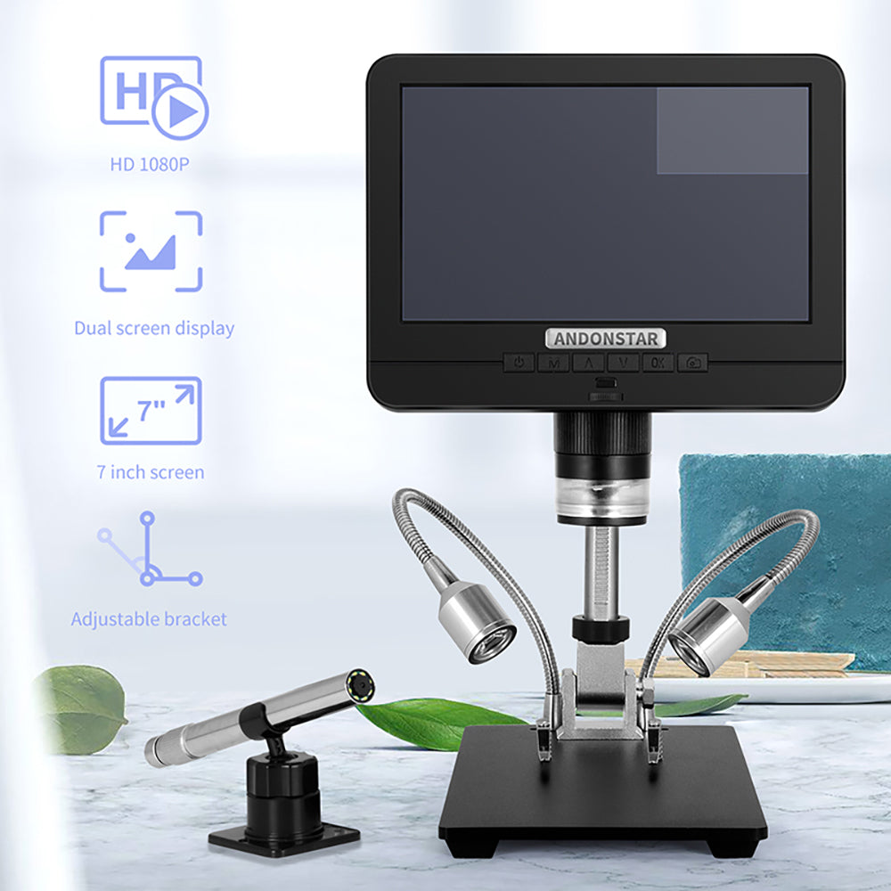 Double lens 7'' microscope and endoscope electronics digital microscope PCB Phone RepairSMD/SMT Soldering Tool