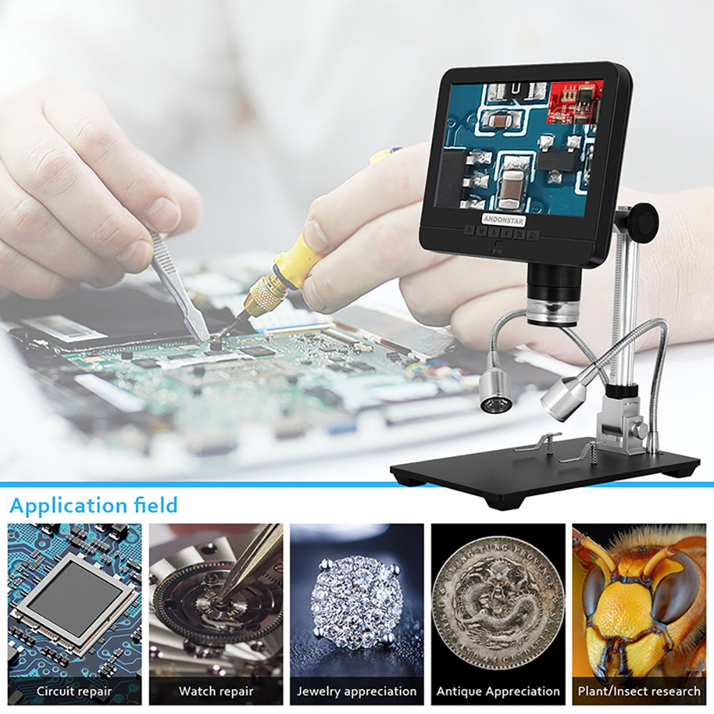 Double lens 7'' microscope and endoscope electronics digital microscope PCB Phone RepairSMD/SMT Soldering Tool