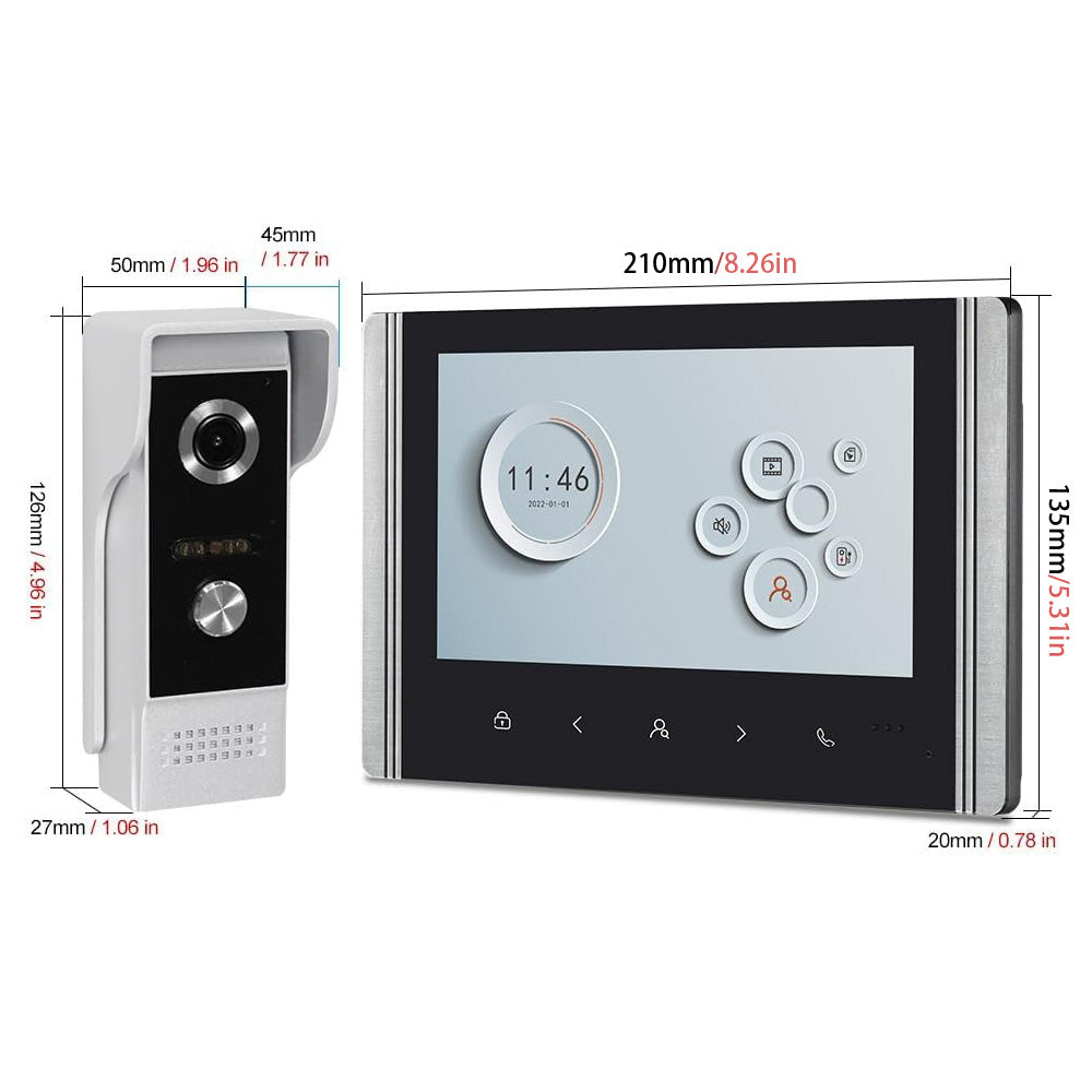7 Inch wired Video Intercom Waterproof Doorbell Camera