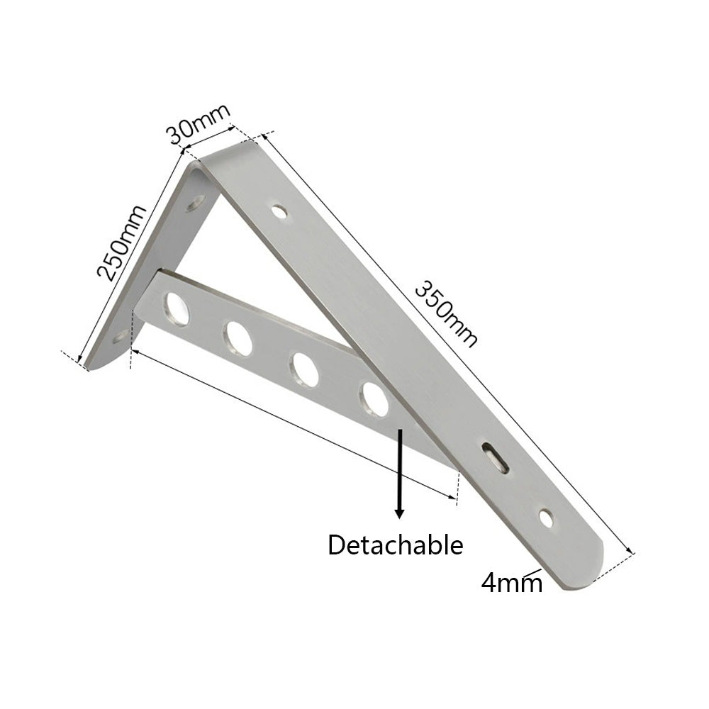 1 PAIR Stainless Steel Detachable L Triangle Shelf Bracket Wall Mount