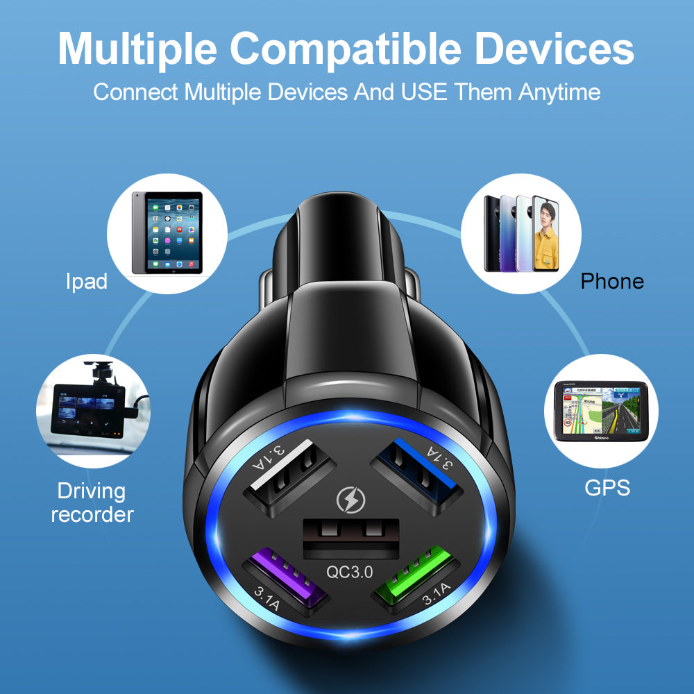 BK359 Car Universal Fast charging QC3.0 5-Ports Charger