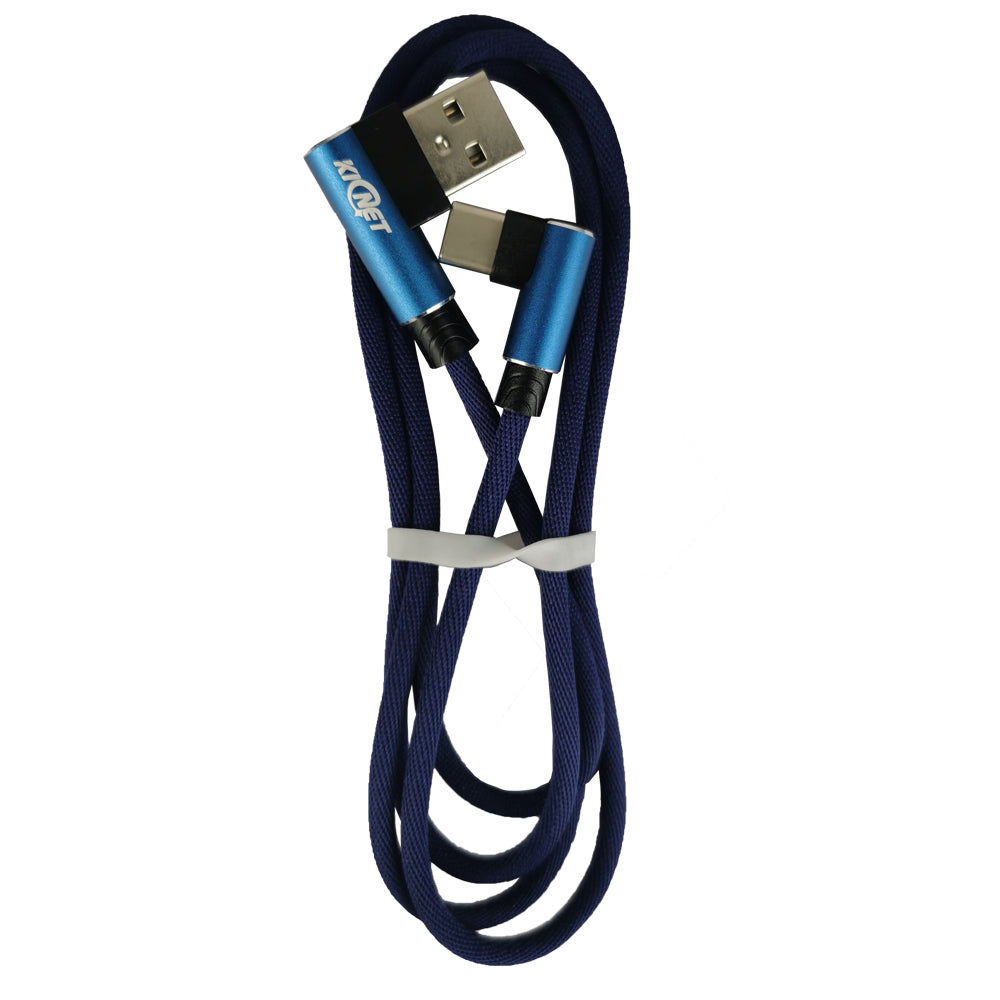 Type-C to USB Double Elbow Cotton Linen  Charger Cable