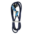 USB Double Elbow Cotton Linen Blue Charging Cable For iphone ipad
