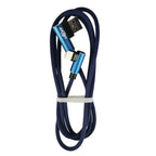 USB Double Elbow Cotton Linen Blue Charging Cable For iphone ipad