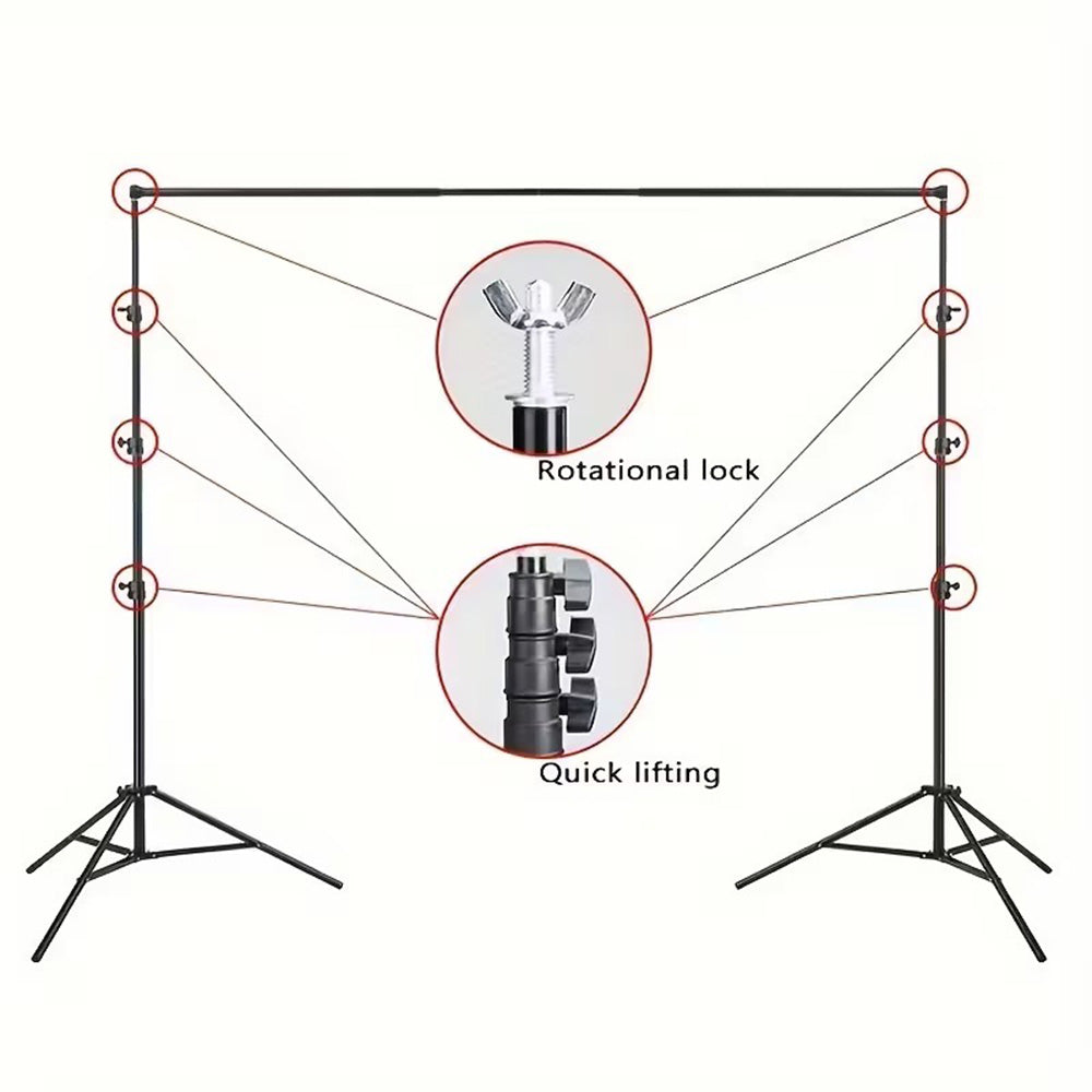 2.7x3m Photo Backdrop Stand Kit Telescopic Rod Bracket