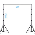 2.7x3m Photo Backdrop Stand Kit Telescopic Rod Bracket