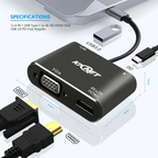 4 IN 1 USB Type C to 4k HD HDMI VGA USB 3.0 PD Hub Adapter