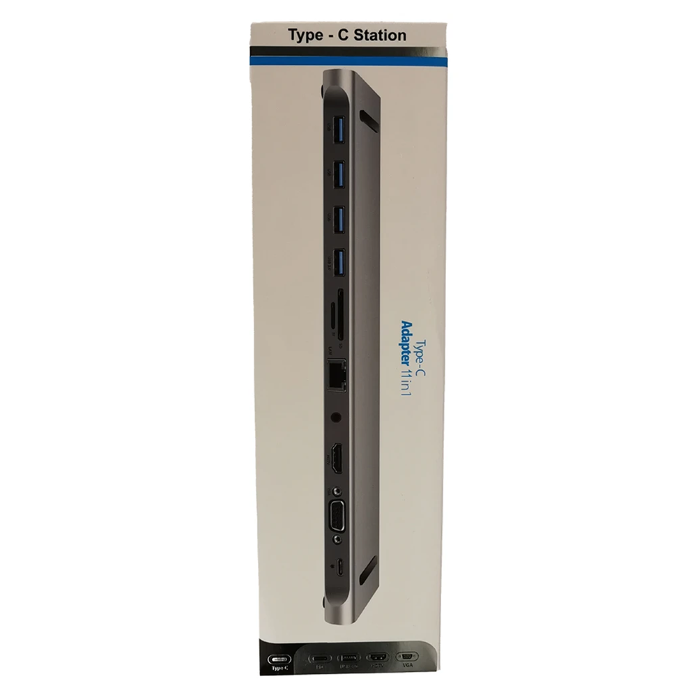 11 IN 1 USB Type C to USB3.0/2.0 SD/TF LAN Audio HDMI VGA PD Hub Adapter