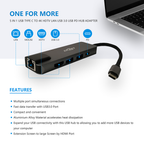 5 IN 1 USB Type C to 4K HDTV LAN USB 3.0 USB PD Hub Adapter