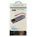 5 IN 1 USB Type C to 4K HDTV LAN USB 3.0 USB PD Hub Adapter
