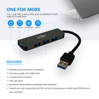 4 IN 1 USB Type A Hub Ultra Slim Aluminium 4 Port USB3.0/2.0 Hub Gray