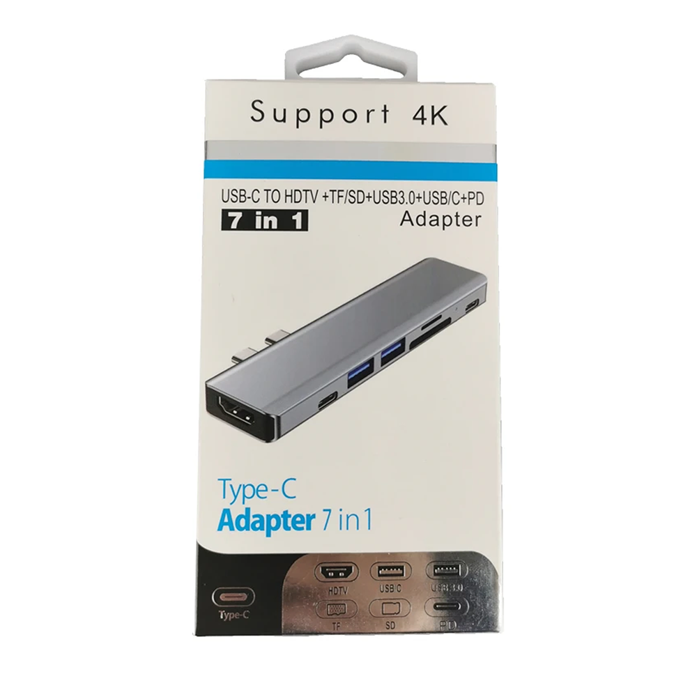 7 IN 1 USB Type C to 4K HDMI USB/C USB 3.0 USB SD TF PD Hub Adapter