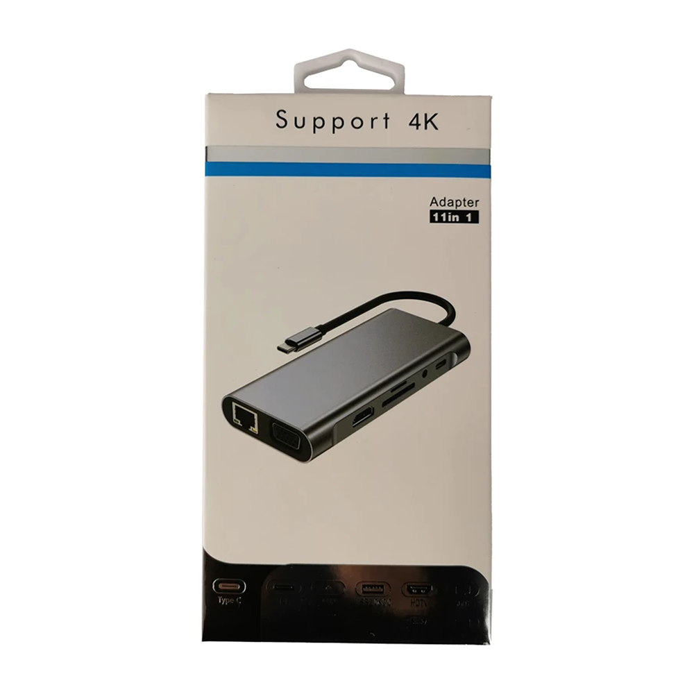 11 IN 1 USB Type C to USB3.0/2.0 SD/TF LAN Audio HDMI VGA PD Hub Adapter