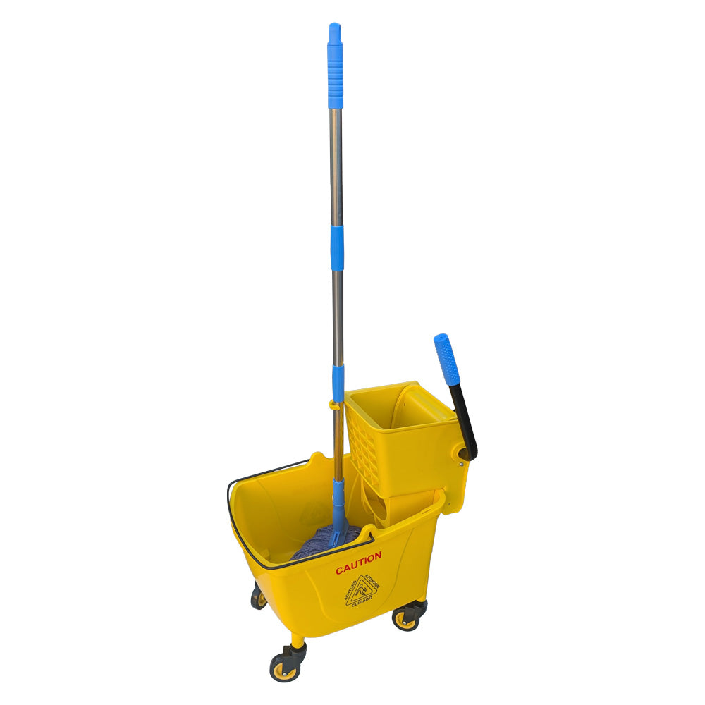 32L Commercial Mop Bucket Floor Cleaning Trolley Rolling Janitorial Mop Bucket