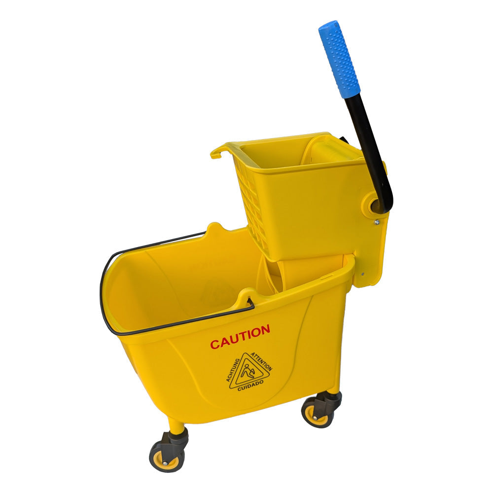 32L Commercial Mop Bucket Floor Cleaning Trolley Rolling Janitorial Mop Bucket