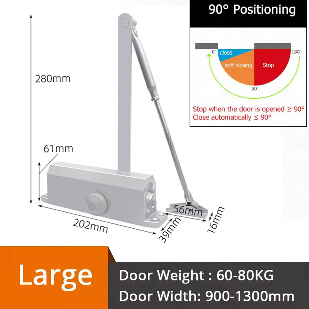 Automatic Door Closer 90 Degrees Positioning Stop Mute Soft Closing Device