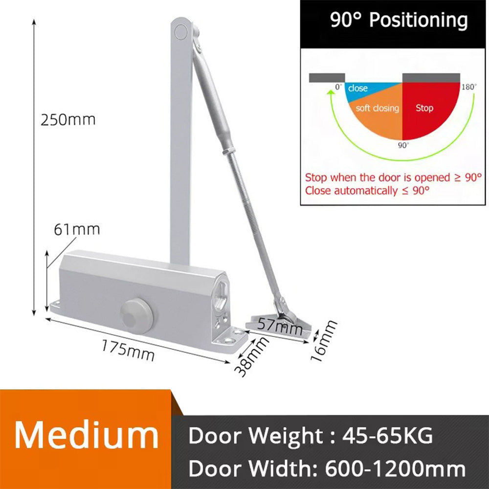 Automatic Door Closer 90 Degrees Positioning Stop Mute Soft Closing Device