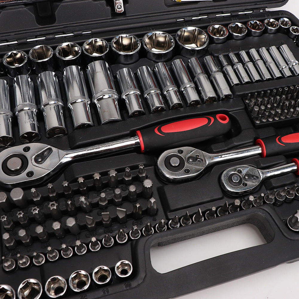 216 Piece Socket Set Household Car 1/2" & 1/4"& 3/8" Tool Kit
