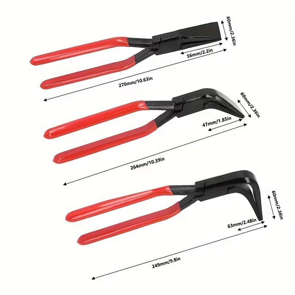3pcs Sheet Metal Bending Plier Set Straight 0° 45° and 90° 60mm Jaw 270mm length