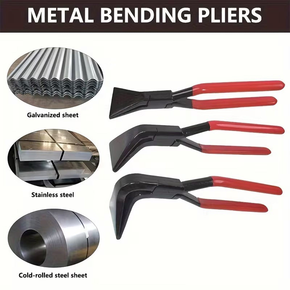 3pcs Sheet Metal Bending Plier Set Straight 0° 45° and 90° 60mm Jaw 270mm length