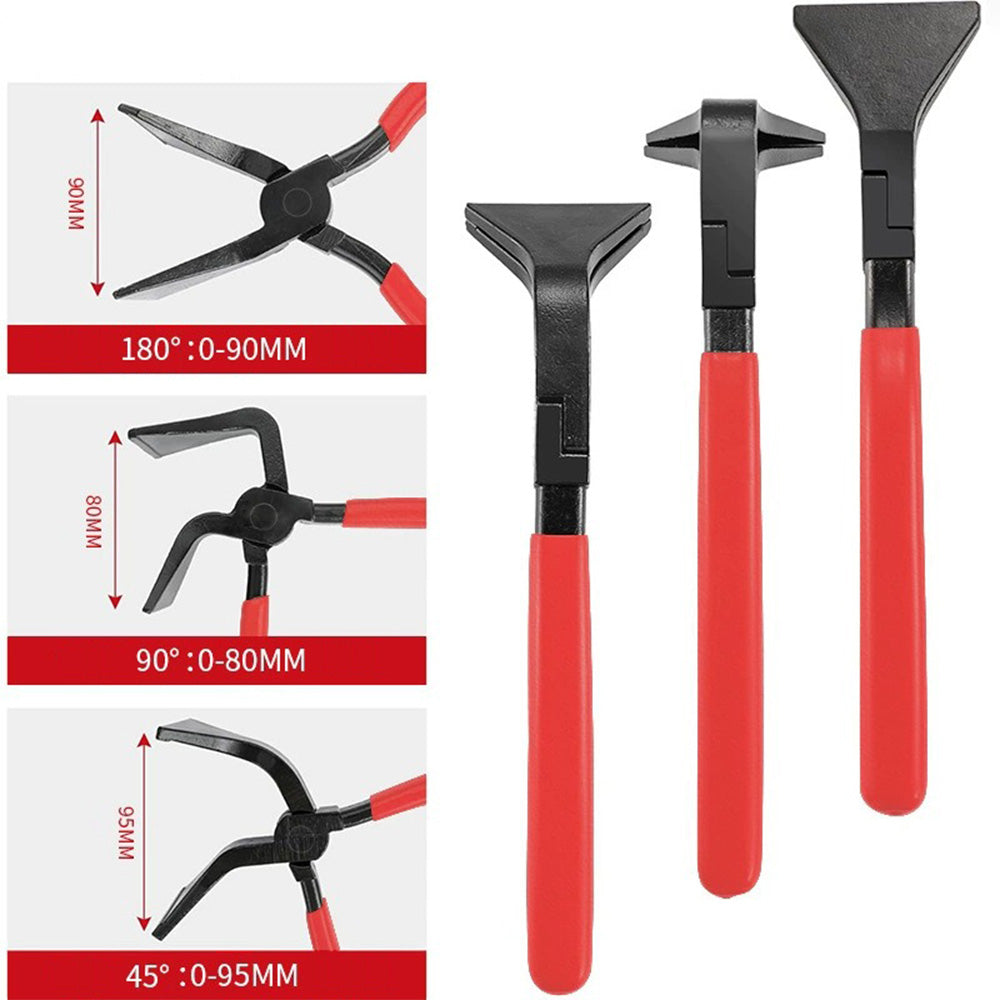 3pcs Sheet Metal Bending Plier Set Straight 0° 45° and 90° 60mm Jaw 270mm length