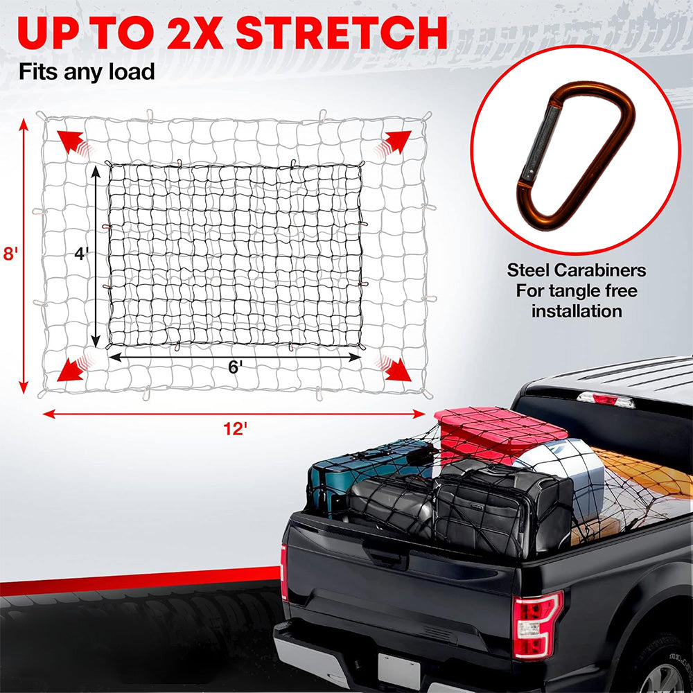 Heavy Duty Cargo Net UTE Trailer Car Net  Nylon Bungee Cord 12 D-Clips