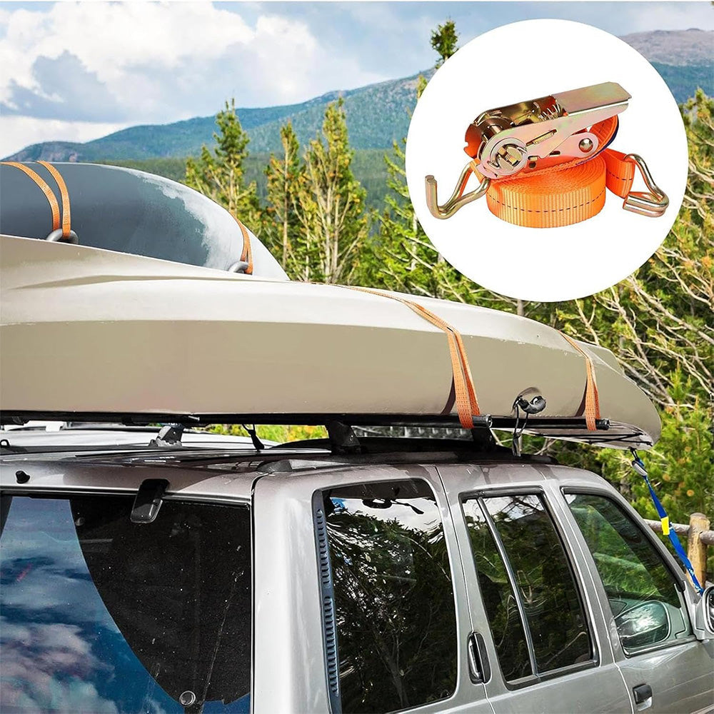 Heavy Duty Ratchets Tie Down Straps with Double J-Hook for Cargo Trailer Roof Rack