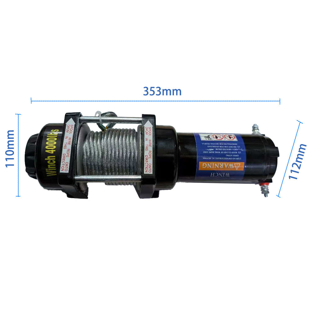 12V 4000LBS Electric Winch Tow Towing Truck 5mm x10m Steel Cable