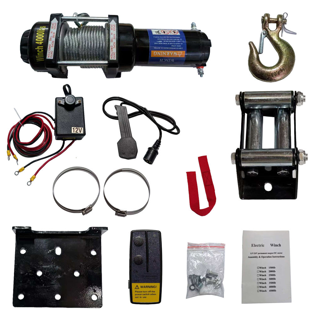 12V 4000LBS Electric Winch Tow Towing Truck 5mm x10m Steel Cable