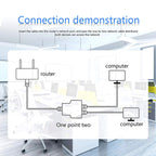 RJ45 Ethernet Splitter 1 to 2 Ways Double Female Adapter USB Power Supply
