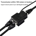 RJ45 Ethernet Splitter 1 to 2 Ways Double Female Adapter USB Power Supply
