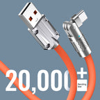 Zinc Alloy Silicone Charge Cable 180 Degrees  Rotating 120W 6A 1m 2m