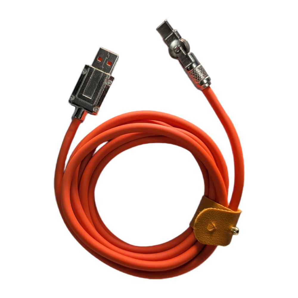 Zinc Alloy Silicone Charge Cable 180 Degrees  Rotating 120W 6A 1m 2m