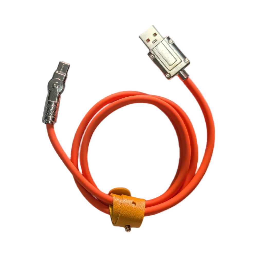 Zinc Alloy Silicone Charge Cable 180 Degrees  Rotating 120W 6A 1m 2m