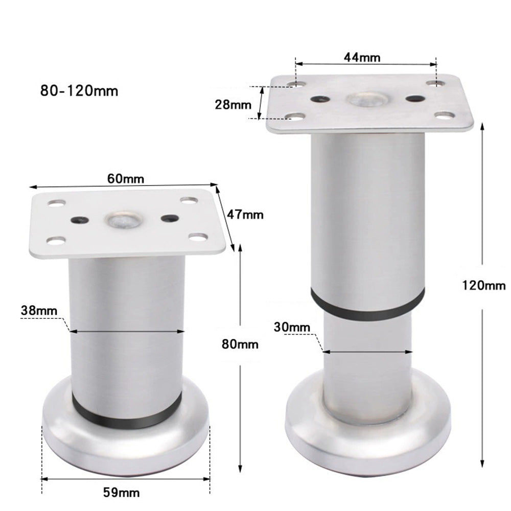 4pcs Stainless Steel Furniture Support Legs Adjustable in Height