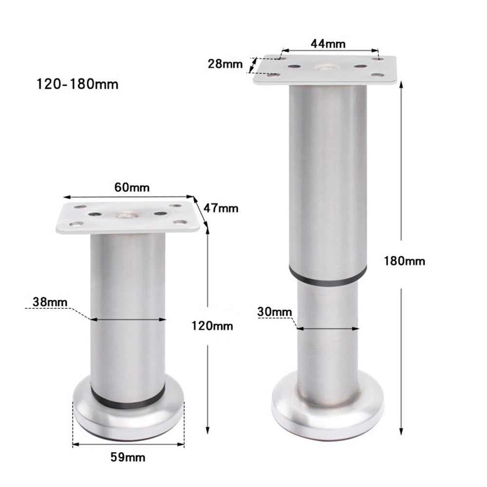 4pcs Stainless Steel Furniture Support Legs Adjustable in Height