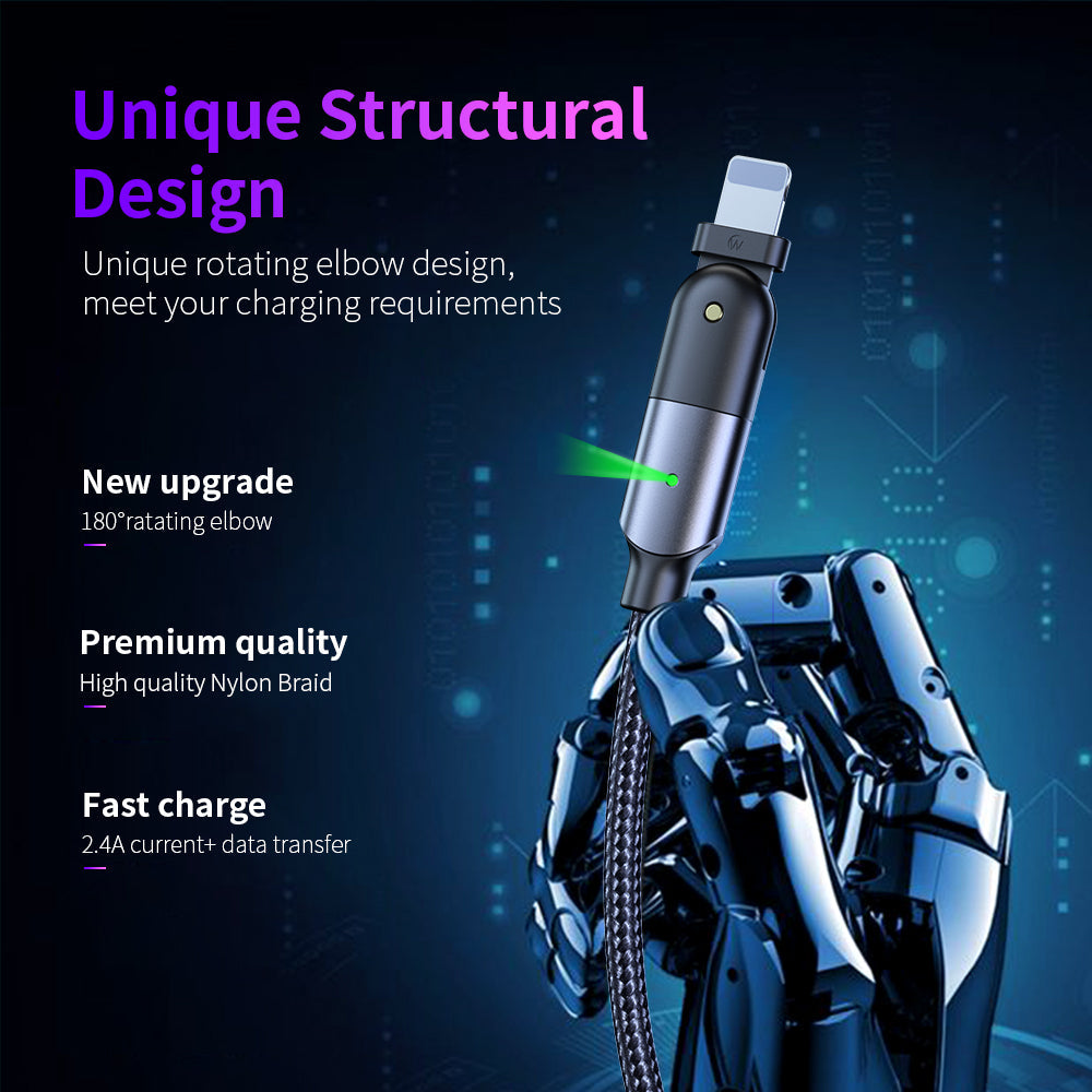 Rotating Elbow Type-C to Lightning 18W 1.2m Mobile  Phone Charger Cable
