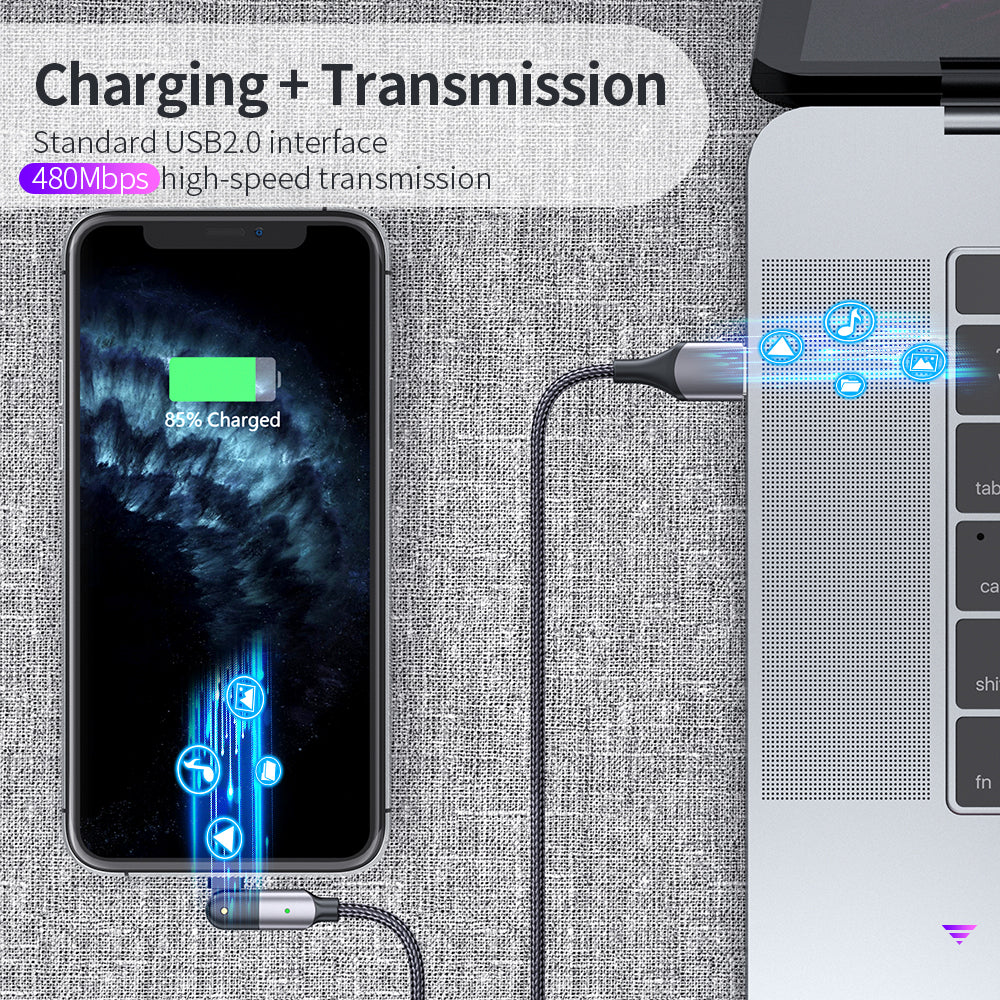 Rotating Elbow Type-C to Lightning 18W 1.2m Mobile  Phone Charger Cable