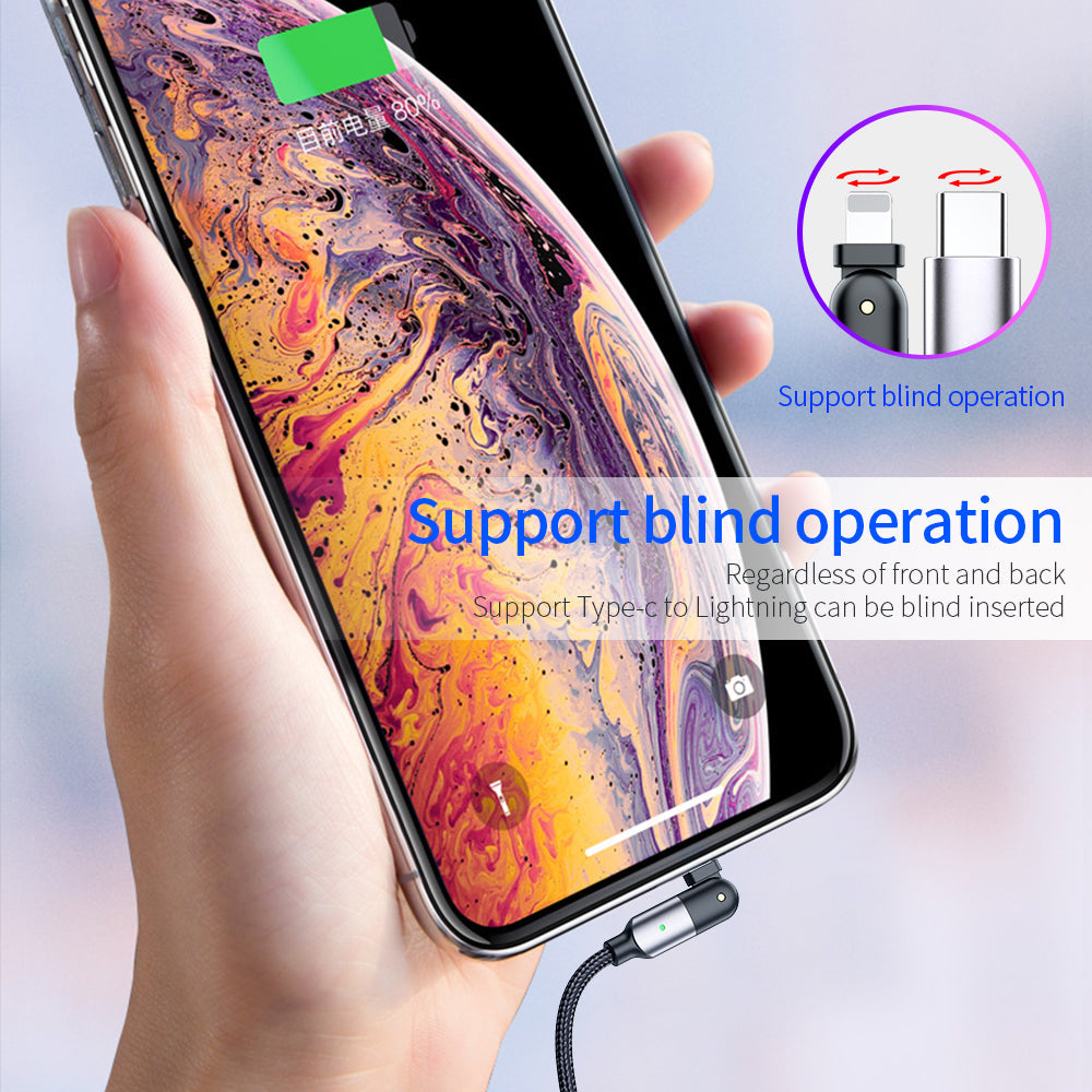 Rotating Elbow Type-C to Lightning 18W 1.2m Mobile  Phone Charger Cable