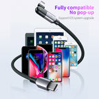 Rotating Elbow Type-C to Lightning 18W 1.2m Mobile  Phone Charger Cable