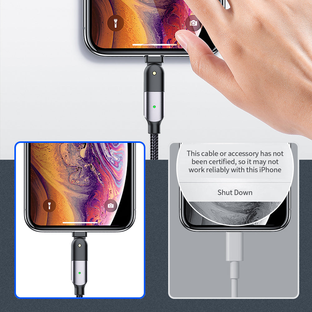 Rotating Elbow Type-C to Lightning 18W 1.2m Mobile  Phone Charger Cable
