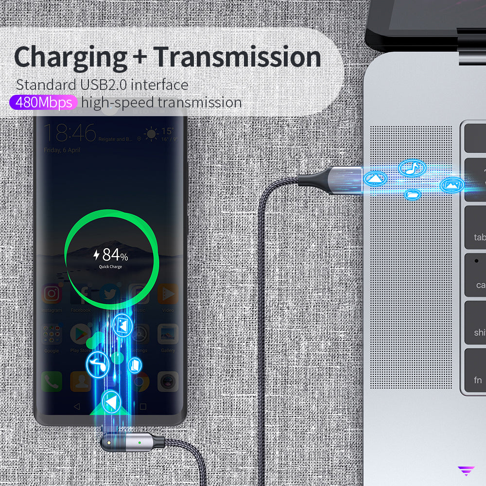 Rotating Elbow USB to Type-C 1.2m Mobile Phone Charger Cable
