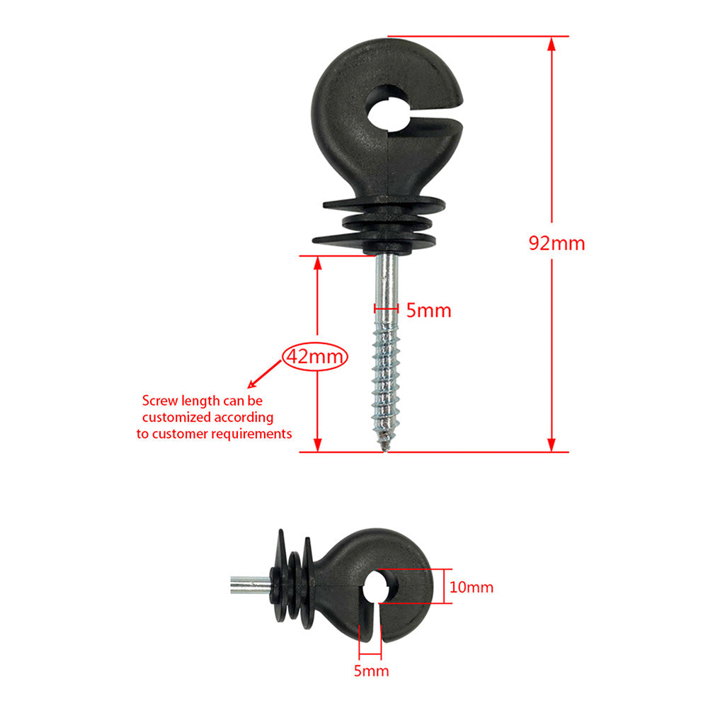 50Pcs Electric Fence Insulator Screw-in Insulator Fence Ring Wood Post Insulator