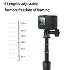 TELESIN 2.7M Ultra Long Monopod Carbon Fiber Selfie Stick For GoPro Hero 12 11 10 9 8 7 6 5 4 Max Insta360