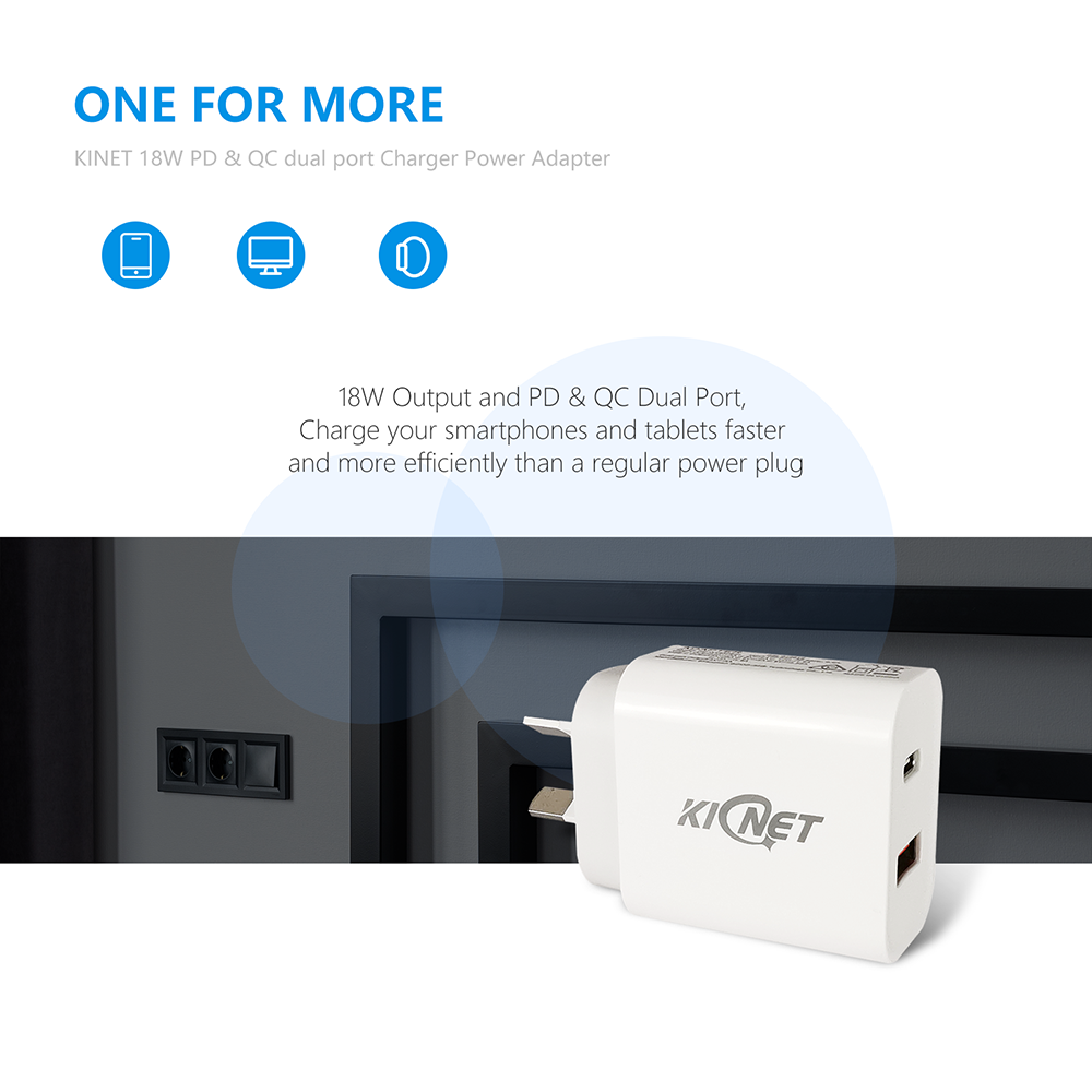 Arzoe 18W PD & QC dual port Charger Power Adapter